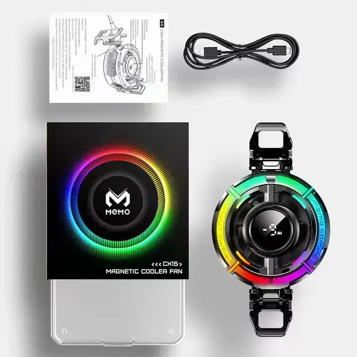MEMO CX-15 COOLING FAN RGB LIGHT | AI MODE | BEST FOR PUBG GAMING OR IPHONE MOBILE CHARGING HEATUP ISSUE RESOLVER