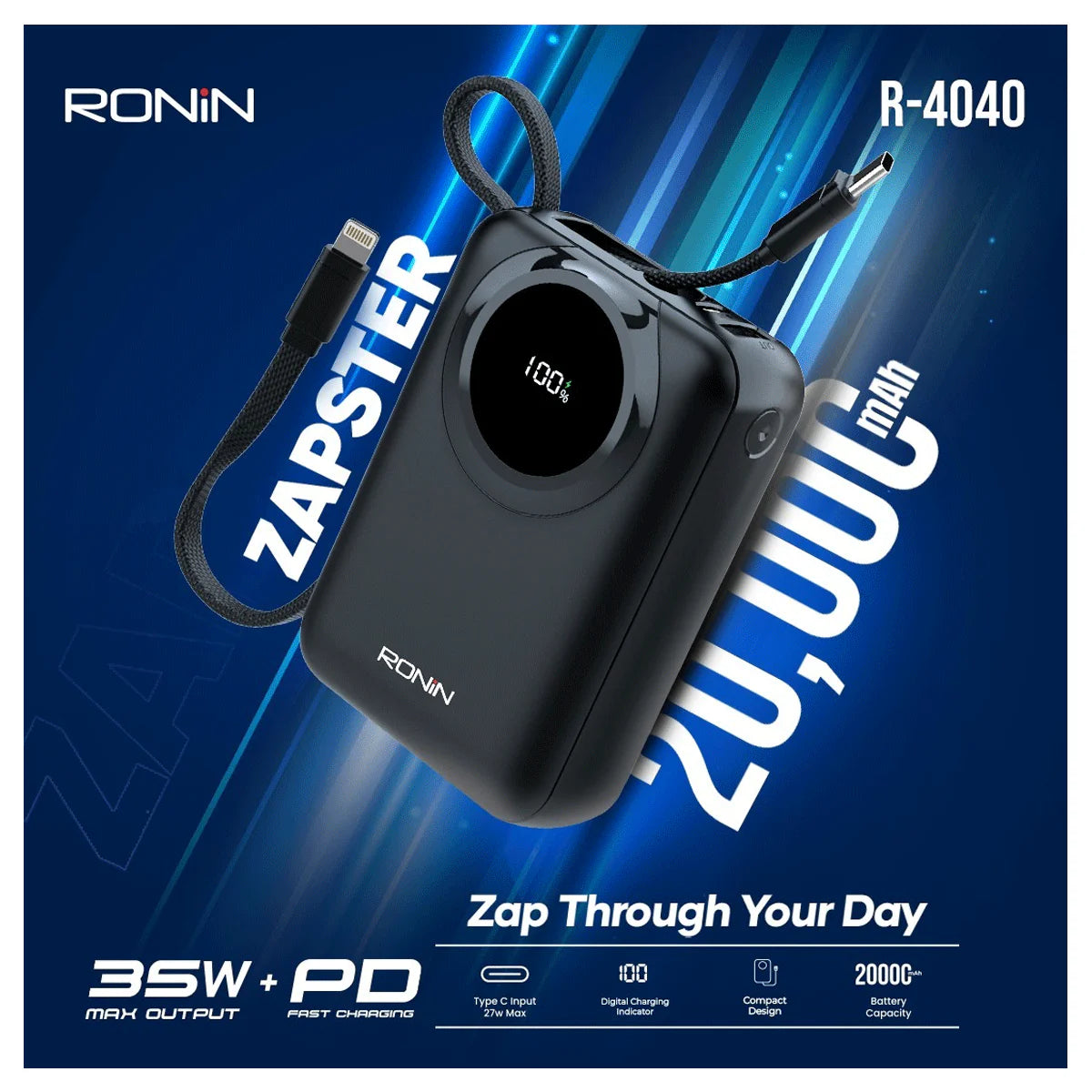 RONIN ZAPSTER | R-4040 | 20,000MAH POWER BANK